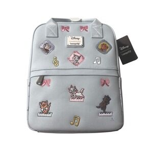 Loungefly Backpack Disney The Aristocats Canvas Mini Patches Blue Embroidered